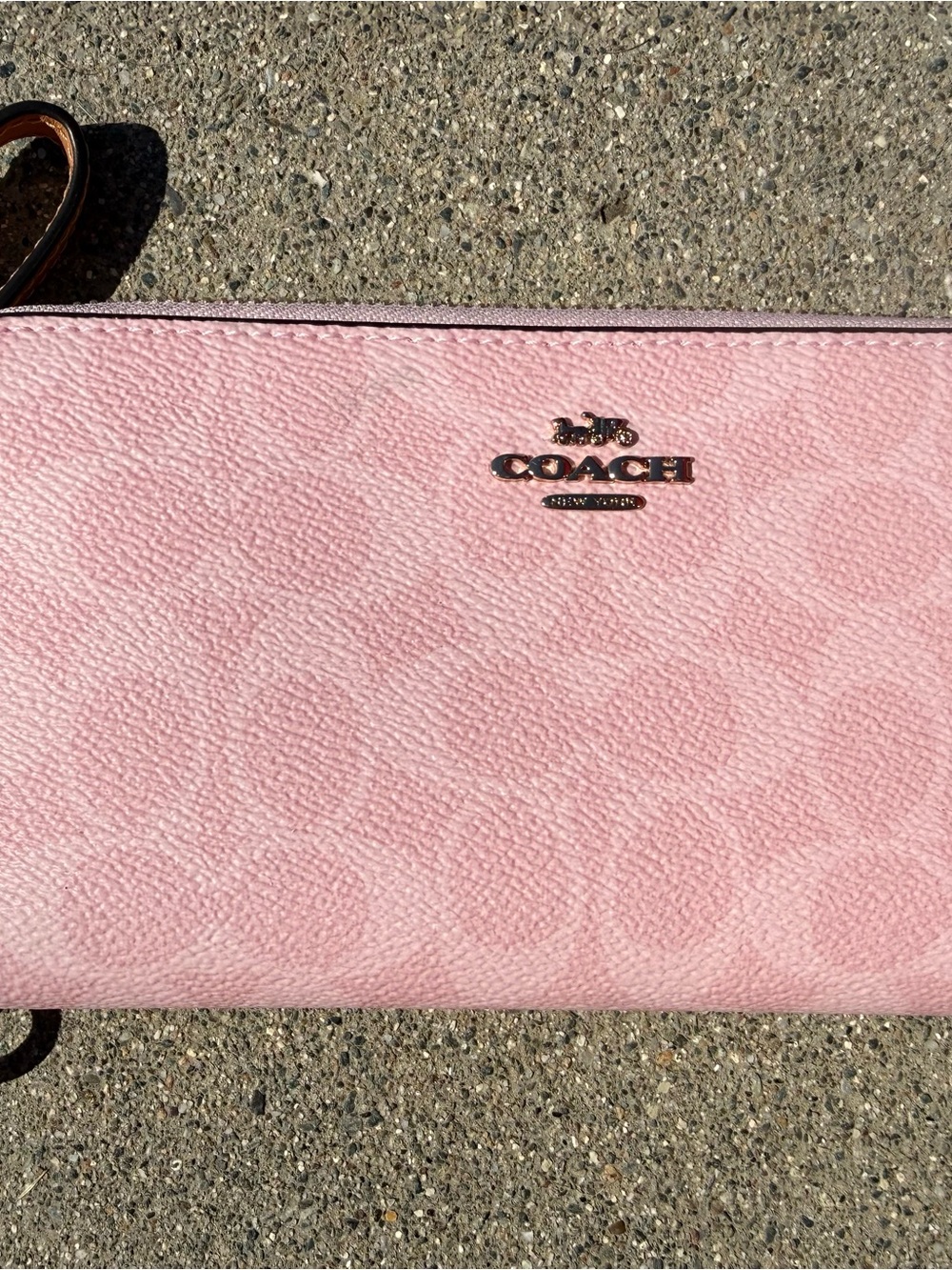 COACH Powder Pink Long Zip Around Wallet Signature Canvas